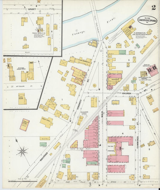 Sanborn Fire Insurance Map from Cambridge Springs, Crawford County, Pennsylvania (1899), Sheet #0002 - Historic Sanborn Fire Insurance Map Print, vintage old map wall art, antique decor, genealogy gift, Pennsylvania Pennsylvania map