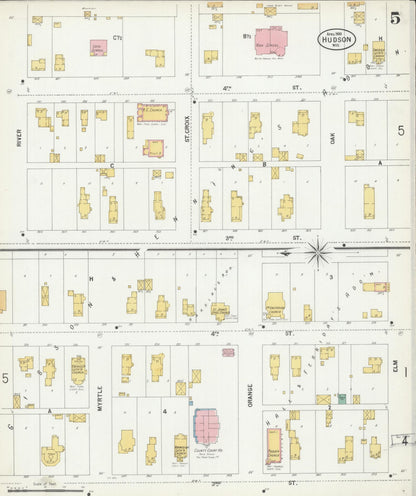 Sanborn Fire Insurance Map from Hudson, St. Croix County, Wisconsin (1900), Sheet #0005 - Historic Sanborn Fire Insurance Map Print, vintage old map wall art, antique decor, genealogy gift, Wisconsin Wisconsin map