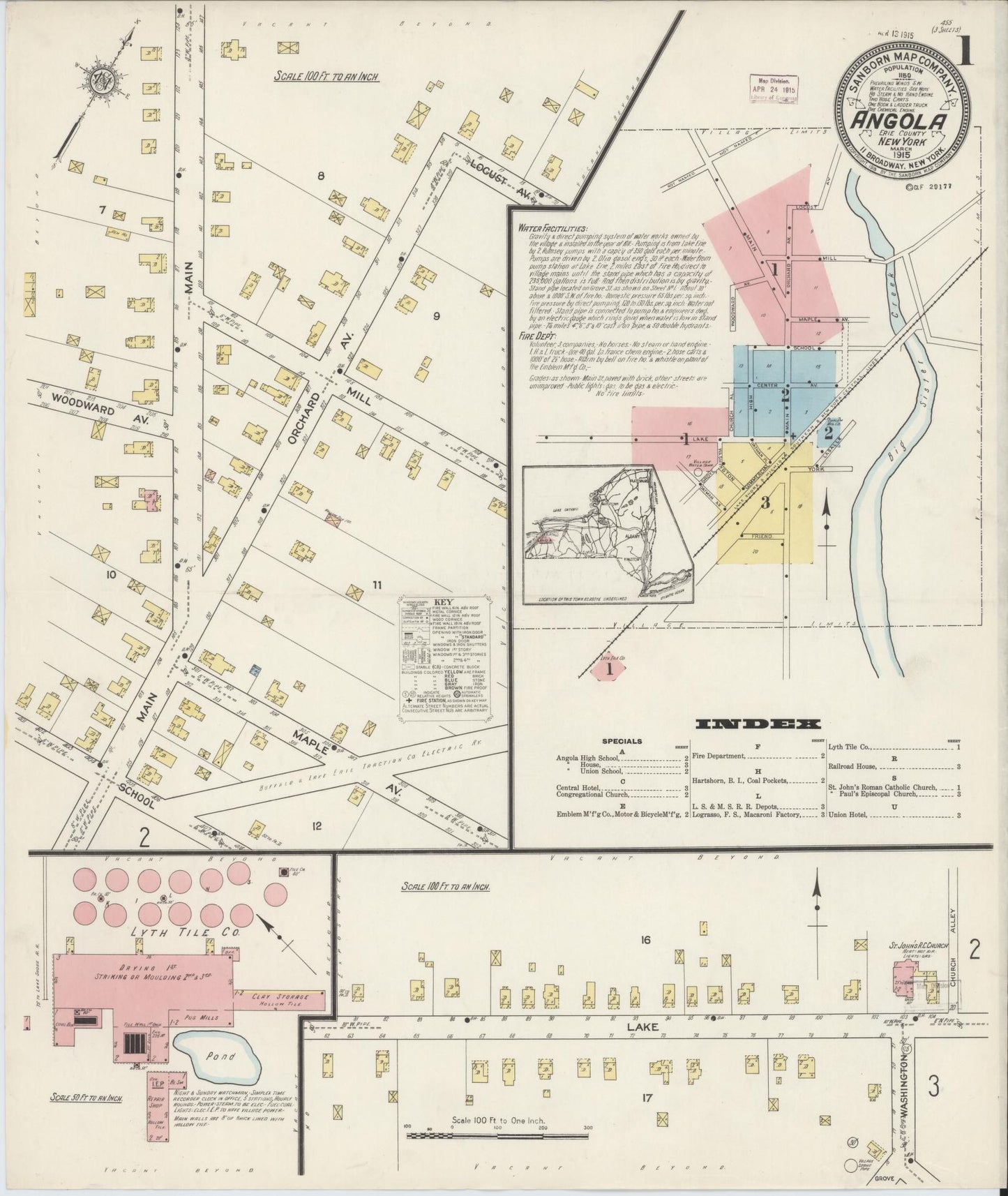 Sanborn Fire Insurance Map from Angola, Erie County, New York. (1915) – Historic Sanborn Fire Insurance Map Print