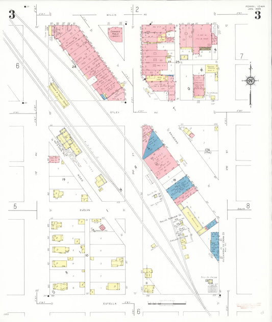 Sanborn Fire Insurance Map from Perry, Dallas County, Iowa (1933), Sheet #0003 - Historic Sanborn Fire Insurance Map Print, vintage old map wall art