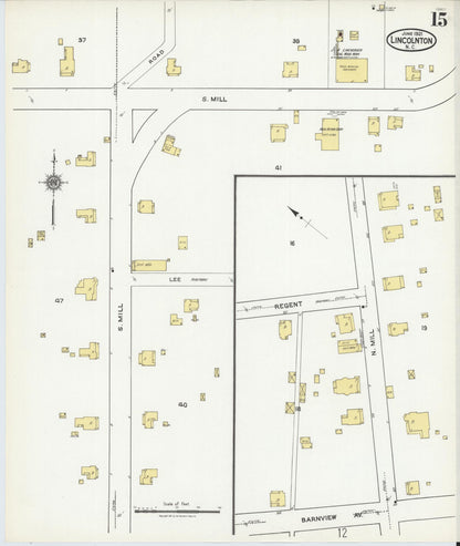 Sanborn Fire Insurance Map from Lincolnton, Lincoln County, North Carolina (1921), Sheet #0015 - Complete Map Set gallery image, historic Sanborn map, vintage wall art, North Carolina North Carolina