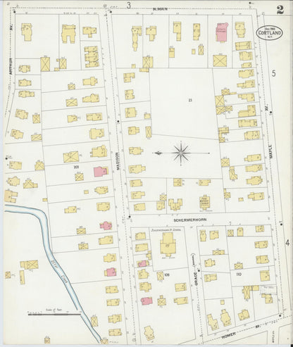 Sanborn Fire Insurance Map from Cortland, Cortland County, New York (1902), Sheet #0002 - Complete Map Set gallery image, historic Sanborn map, vintage wall art, New York New York