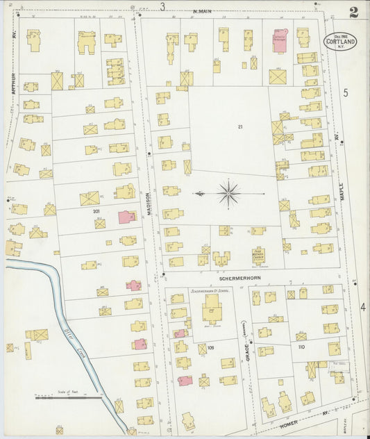 Sanborn Fire Insurance Map from Cortland, Cortland County, New York (1902), Sheet #0002 - Complete Map Set gallery image, historic Sanborn map, vintage wall art, New York New York