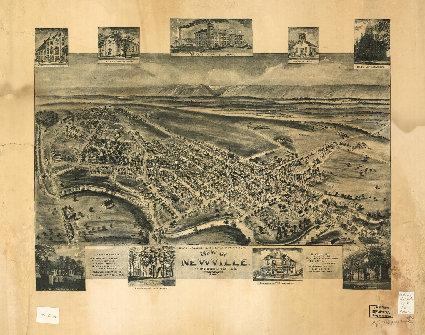 View of Newville, Cumberland Co., Pennsylvania 1903 (1903) – Historic Bird’s-Eye View Panorama Print