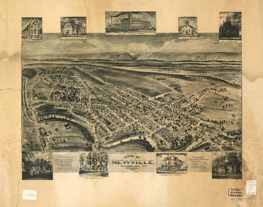 View of Newville, Cumberland Co., Pennsylvania 1903 (1903) – Historic Bird’s-Eye View Panorama Print