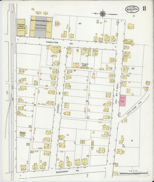 Sanborn Fire Insurance Map from Augusta, Bracken County, Kentucky (1920), Sheet #0008 - Historic Sanborn Fire Insurance Map Print, vintage old map wall art, antique decor, genealogy gift, Kentucky Kentucky map