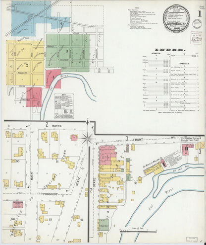 Sanborn Fire Insurance Map from South Whitley, Whitley County, Indiana (1900), Sheet #0001 - Historic Sanborn Fire Insurance Map Print, vintage old map wall art, antique decor, genealogy gift, Indiana Indiana map
