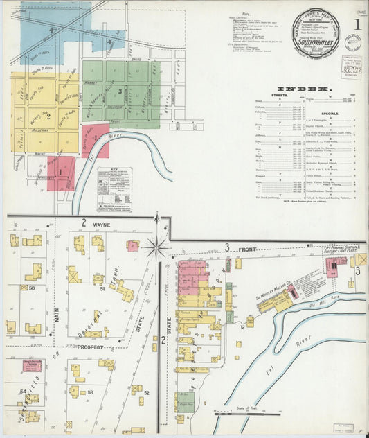 Sanborn Fire Insurance Map from South Whitley, Whitley County, Indiana (1900), Sheet #0001 - Historic Sanborn Fire Insurance Map Print, vintage old map wall art, antique decor, genealogy gift, Indiana Indiana map