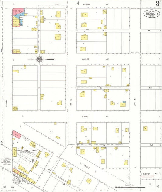 Sanborn Fire Insurance Map from Sugar City, Madison County, Idaho (1921), Sheet #0003 - Historic Sanborn Fire Insurance Map Print, vintage old map wall art, antique decor, genealogy gift, Idaho Idaho map
