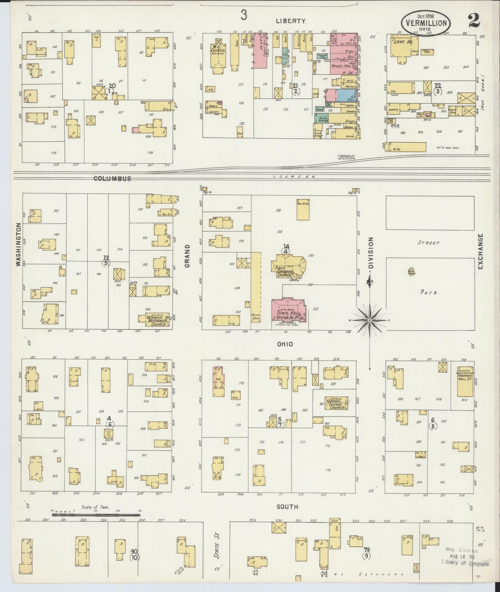 Sanborn Fire Insurance Map from Vermillion, Erie County, Ohio (1898), Sheet #0002 - Historic Sanborn Fire Insurance Map Print, vintage old map wall art, antique decor, genealogy gift, Ohio Ohio map