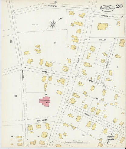 Sanborn Fire Insurance Map from Chicopee, Hampden County, Massachusetts (1902), Sheet #0020 - Historic Sanborn Fire Insurance Map Print, vintage old map wall art, antique decor, genealogy gift, Massachusetts Massachusetts map