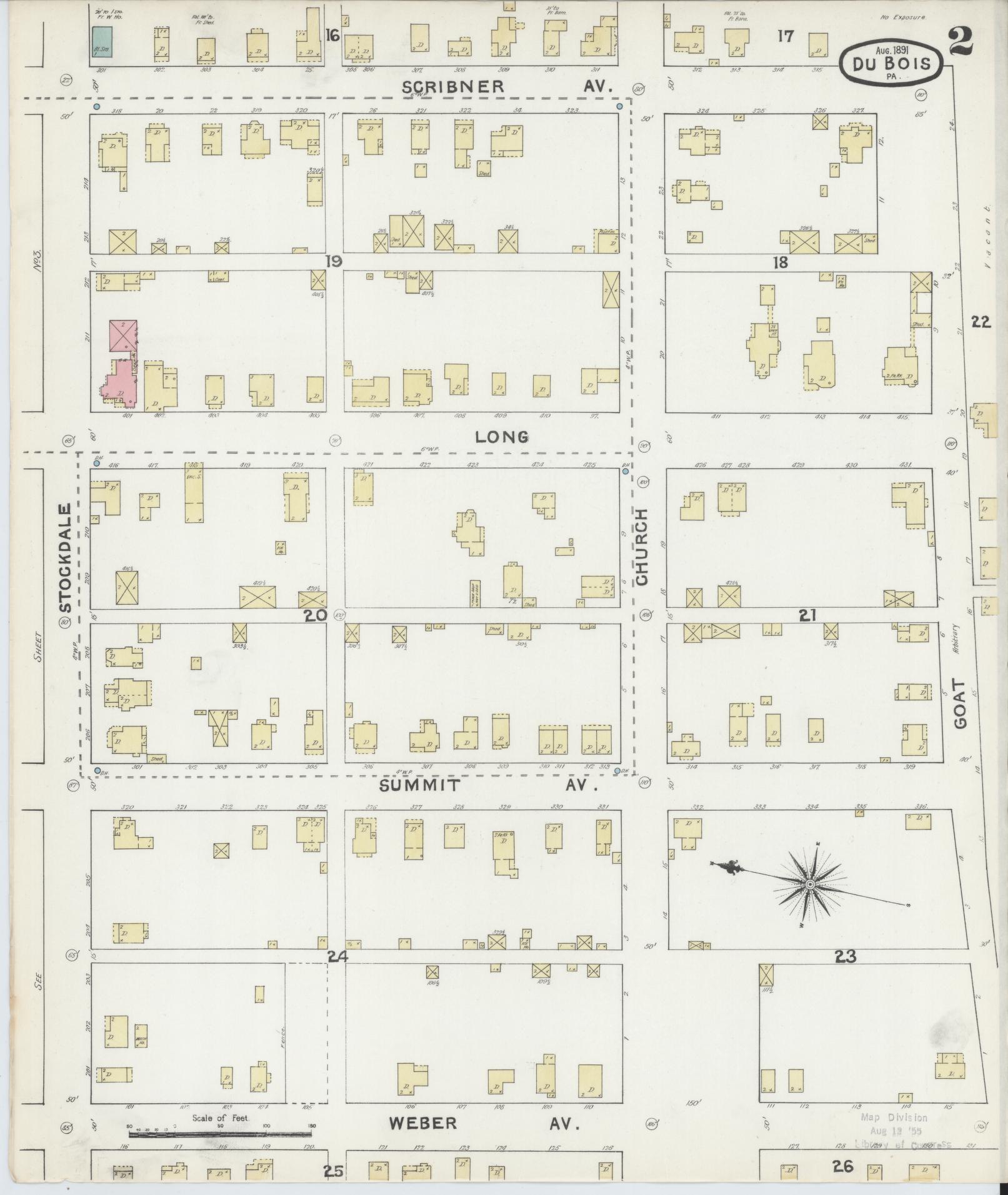 Sanborn Fire Insurance Map from Du Bois, Clearfield County, Pennsylvania (1891), Sheet #0002 - Historic Sanborn Fire Insurance Map Print, vintage old map wall art, antique decor, genealogy gift, Pennsylvania Pennsylvania map