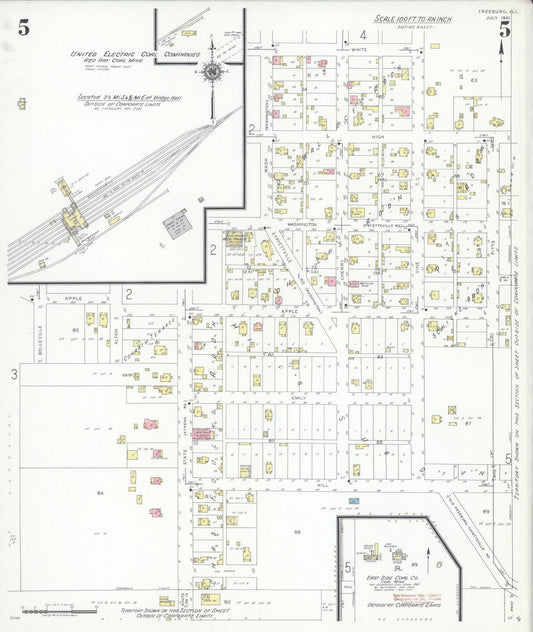 Sanborn Fire Insurance Map from Freeburg, Saint Clair County, Illinois (1941), Sheet #0005 - Historic Sanborn Fire Insurance Map Print, vintage old map wall art, antique decor, genealogy gift, Illinois Illinois map