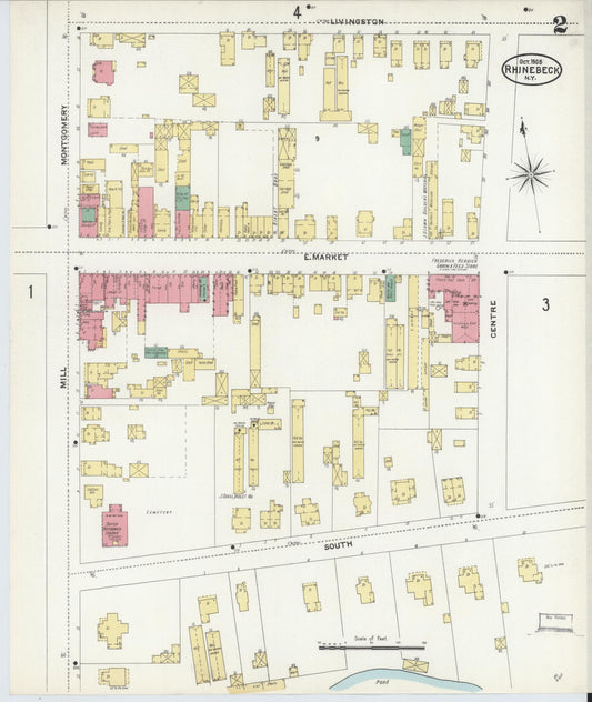 Sanborn Fire Insurance Map from Rhinebeck, Dutchess County, New York (1905), Sheet #0002 - Historic Sanborn Fire Insurance Map Print, vintage old map wall art, antique decor, genealogy gift, New York New York map