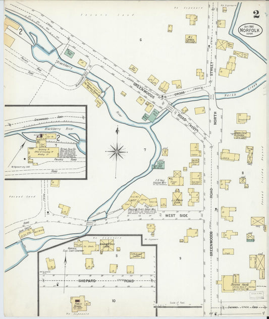 Sanborn Fire Insurance Map from Norfolk, Litchfield County, Connecticut (1900), Sheet #0002 - Historic Sanborn Fire Insurance Map Print, vintage old map wall art, antique decor, genealogy gift, Connecticut Connecticut map