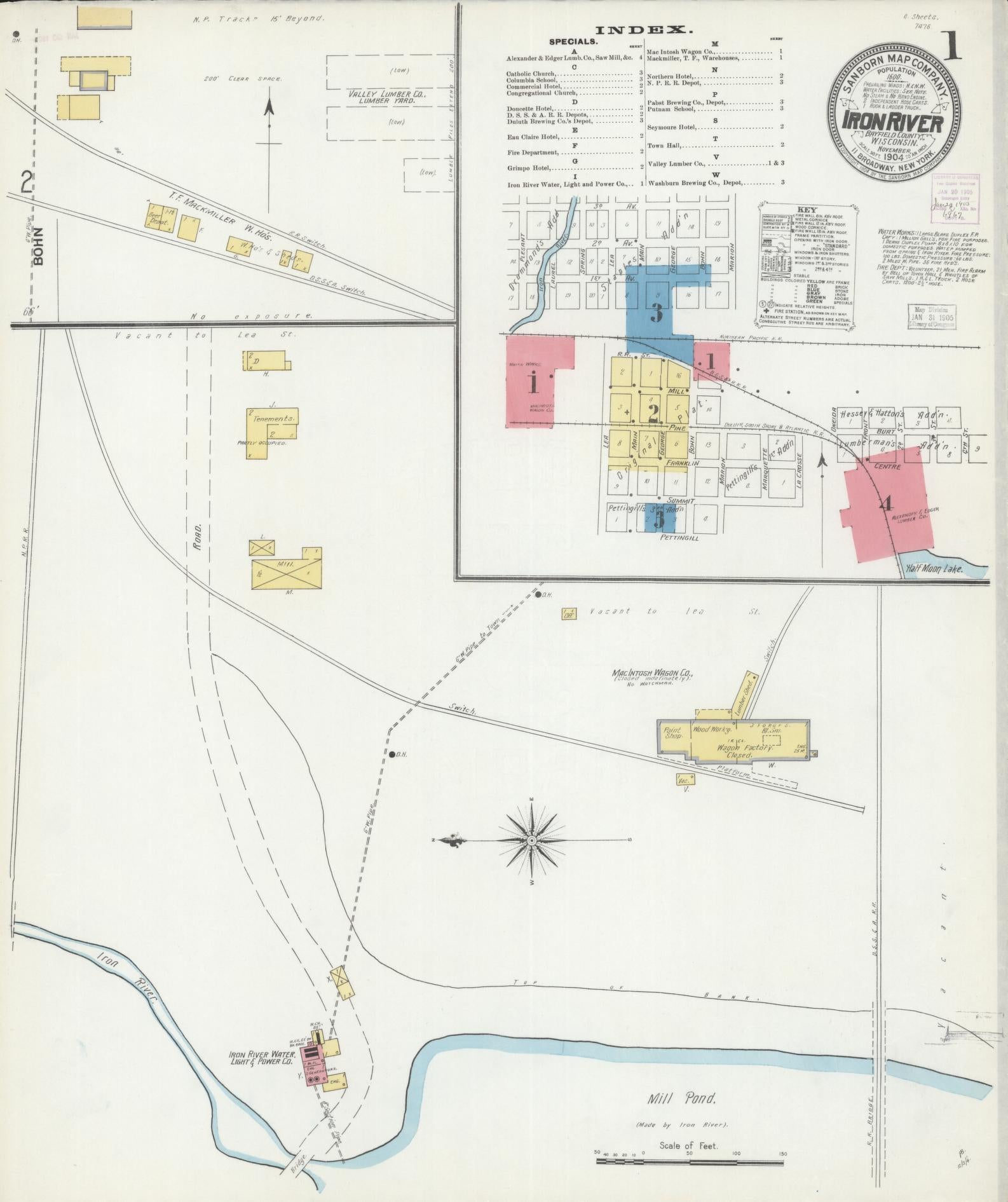 Sanborn Fire Insurance Map from Iron River, Bayfield County, Wisconsin (1904), Sheet #0001 - Complete Map Set gallery image, historic Sanborn map, vintage wall art, Wisconsin Wisconsin