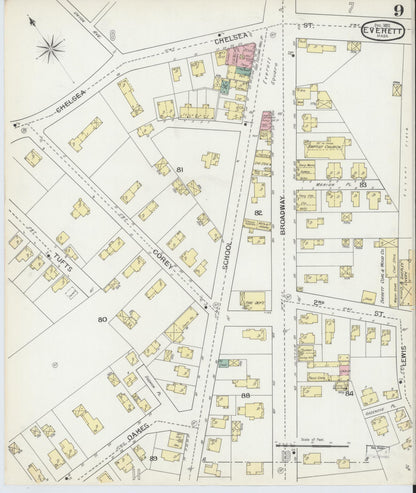 Sanborn Fire Insurance Map from Everett, Middlesex County, Massachusetts (1892), Sheet #0009 - Complete Map Set gallery image, historic Sanborn map, vintage wall art, Massachusetts Massachusetts