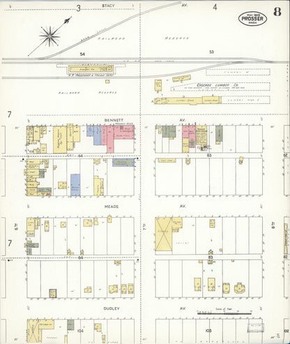 Sanborn Fire Insurance Map from Prosser, Benton County, Washington (1909), Sheet #0008 - Complete Map Set gallery image, historic Sanborn map, vintage wall art, Washington Washington