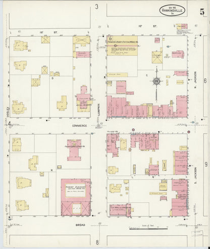Sanborn Fire Insurance Map from Hawkinsville, Pulaski County, Georgia (1912), Sheet #0005 - Complete Map Set gallery image, historic Sanborn map, vintage wall art, Georgia Georgia