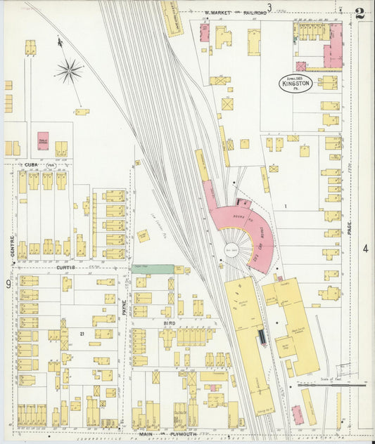 Sanborn Fire Insurance Map from Kingston, Luzerne County, Pennsylvania (1903), Sheet #0002 - Historic Sanborn Fire Insurance Map Print, vintage old map wall art, antique decor, genealogy gift, Pennsylvania Pennsylvania map