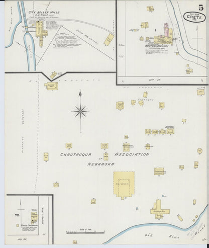 Sanborn Fire Insurance Map from Crete, Saline County, Nebraska (1889), Sheet #0005 - Complete Map Set gallery image, historic Sanborn map, vintage wall art, Nebraska Nebraska