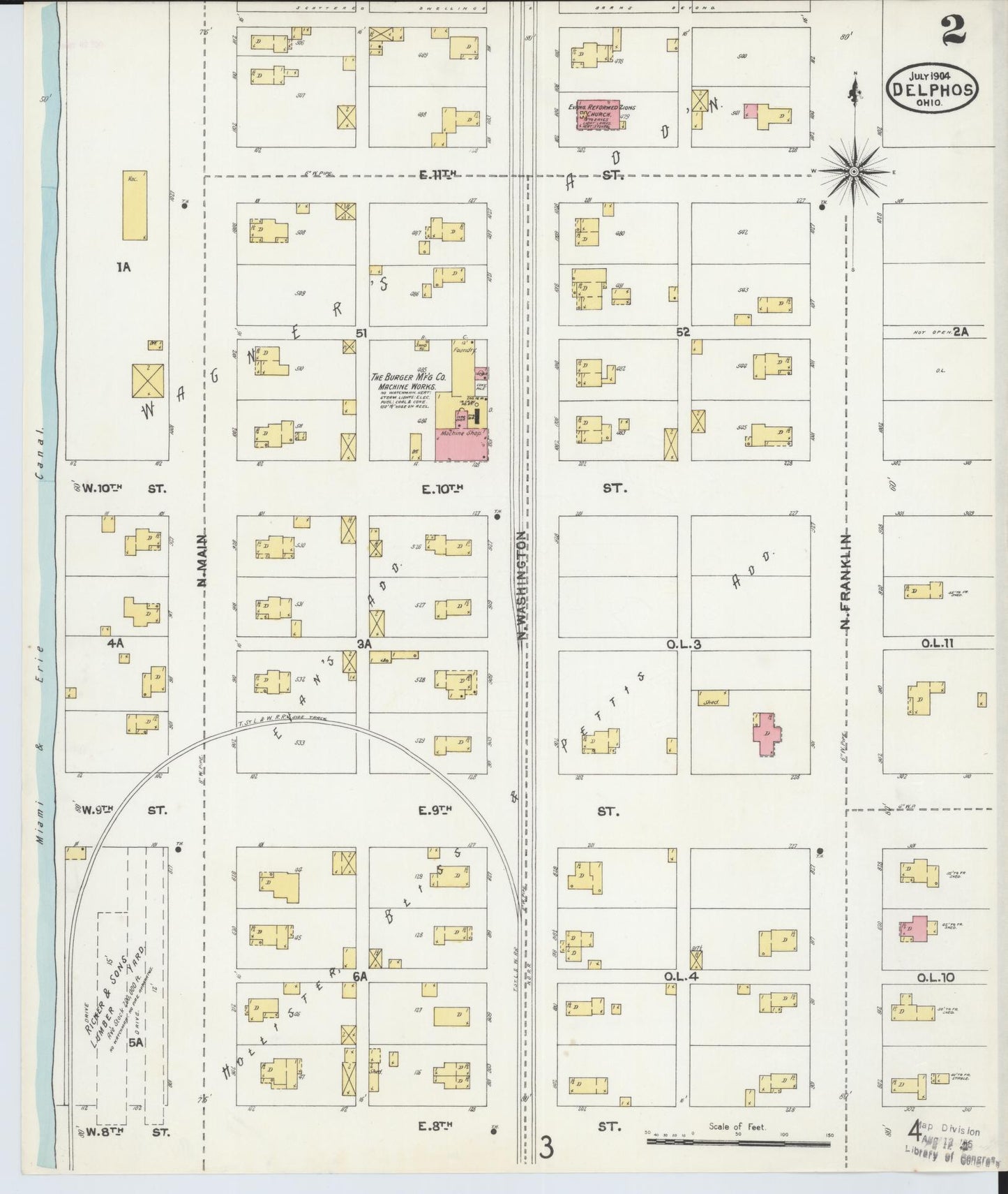 Sanborn Fire Insurance Map from Delphos, Van Wert And Allen Counties, Ohio (1904), Sheet #0002 - Complete Map Set gallery image, historic Sanborn map, vintage wall art, Ohio Ohio