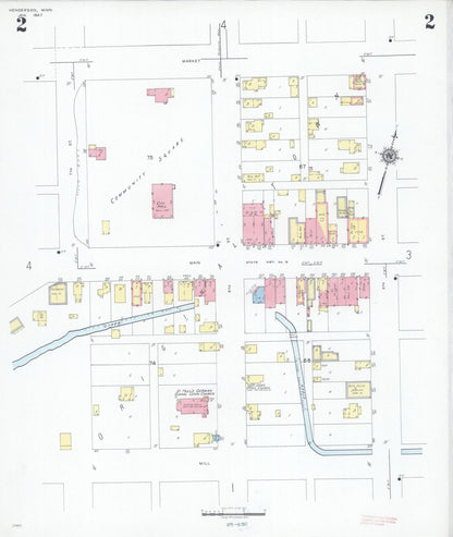 Sanborn Fire Insurance Map from Henderson, Sibley County, Minnesota (1947), Sheet #0002 - Historic Sanborn Fire Insurance Map Print, vintage old map wall art, antique decor, genealogy gift, Minnesota Minnesota map