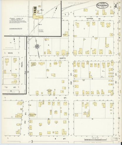 Sanborn Fire Insurance Map from Newberry, Alachua County, Florida (1913), Sheet #0004 - Complete Map Set gallery image, historic Sanborn map, vintage wall art, Florida Florida
