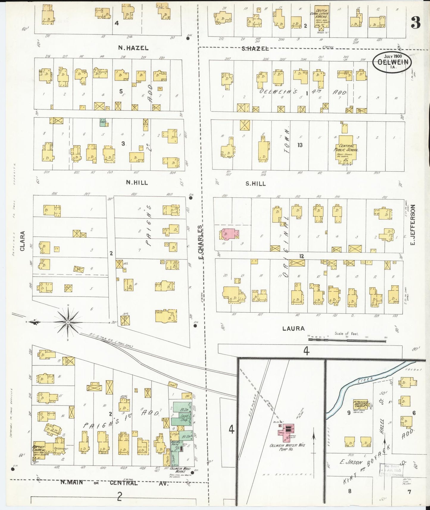 Sanborn Fire Insurance Map from Oelwein, Fayette County, Iowa (1900), Sheet #0003 - Historic Sanborn Fire Insurance Map Print
