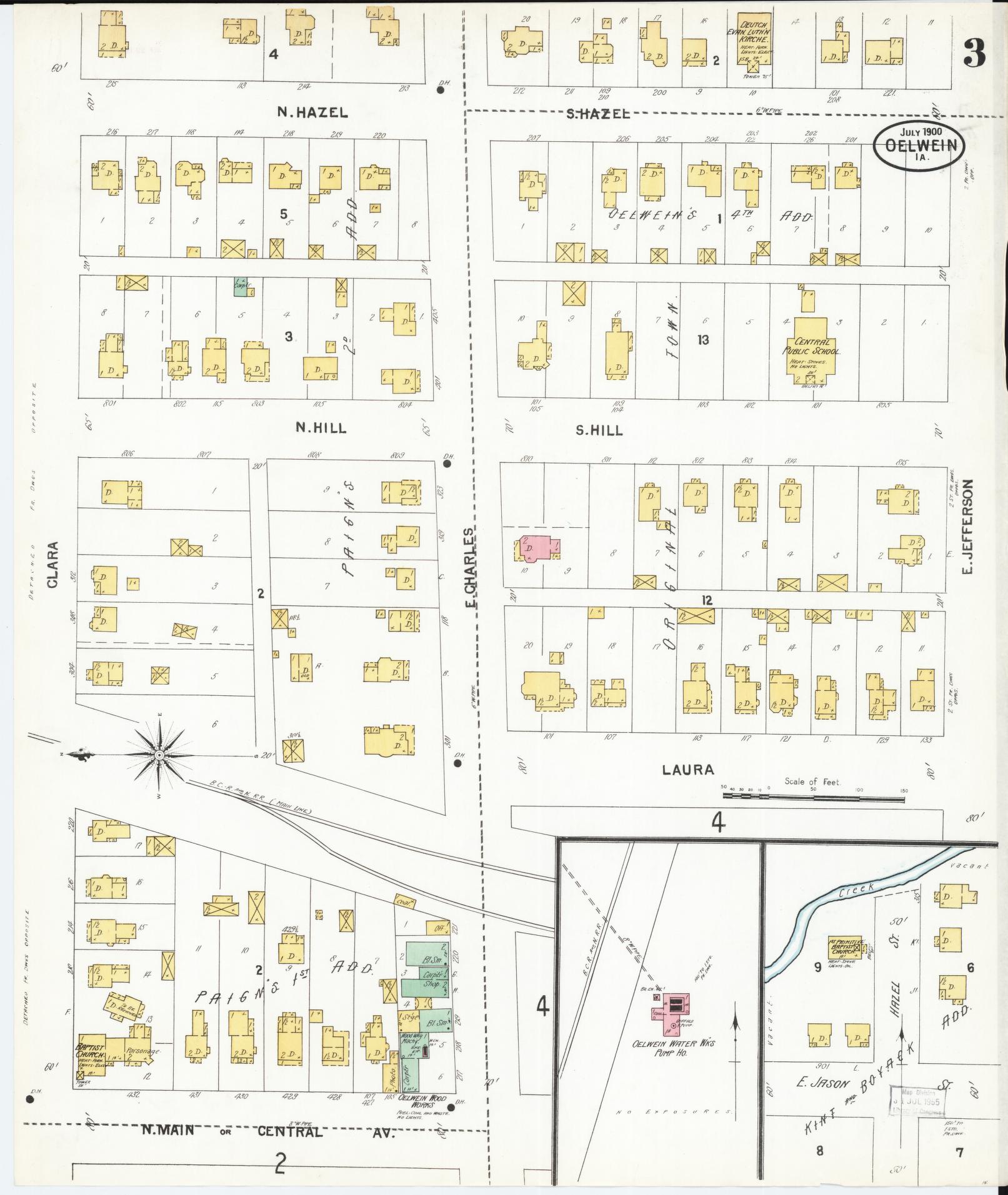 Sanborn Fire Insurance Map from Oelwein, Fayette County, Iowa (1900), Sheet #0003 - Historic Sanborn Fire Insurance Map Print