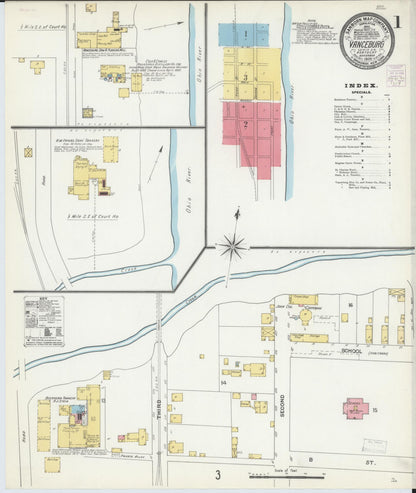 Sanborn Fire Insurance Map from Vanceburg, Lewis County, Kentucky (1903), Sheet #0001 - Complete Map Set gallery image, historic Sanborn map, vintage wall art, Kentucky Kentucky