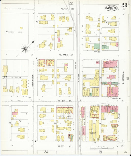 Sanborn Fire Insurance Map from Waterloo, Black Hawk County, Iowa (1900), Sheet #0023 - Historic Sanborn Fire Insurance Map Print, vintage old map wall art