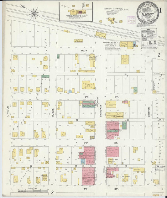 Sanborn Fire Insurance Map from Elsberry, Lincoln County, Missouri (1906), Sheet #0001 - Historic Sanborn Fire Insurance Map Print, vintage old map wall art, antique decor, genealogy gift, Missouri Missouri map