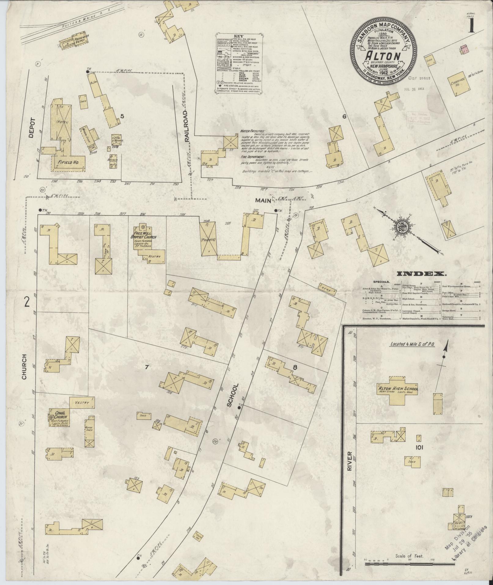 Sanborn Fire Insurance Map from Alton, Belknap County, New Hampshire. (1912) – Historic Sanborn Fire Insurance Map Print