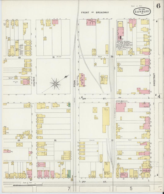 Sanborn Fire Insurance Map from Sunbury, Northumberland County, Pennsylvania (1896), Sheet #0006 - Historic Sanborn Fire Insurance Map Print, vintage old map wall art, antique decor, genealogy gift, Pennsylvania Pennsylvania map
