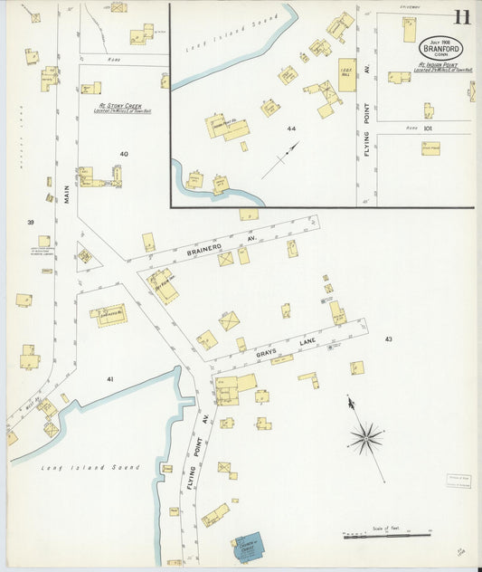 Sanborn Fire Insurance Map from Branford, New Haven County, Connecticut (1908), Sheet #0011 - Historic Sanborn Fire Insurance Map Print, vintage old map wall art, antique decor, genealogy gift, Connecticut Connecticut map