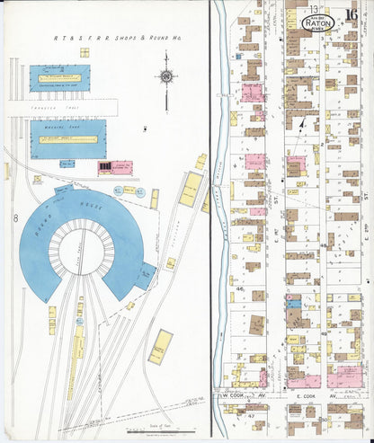 Sanborn Fire Insurance Map from Raton, Colfax County, New Mexico (1919), Sheet #0016 - Complete Map Set gallery image, historic Sanborn map, vintage wall art, New Mexico New Mexico