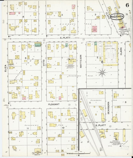 Sanborn Fire Insurance Map from Maquoketa, Jackson County, Iowa (1892), Sheet #0006 - Historic Sanborn Fire Insurance Map Print, vintage old map wall art