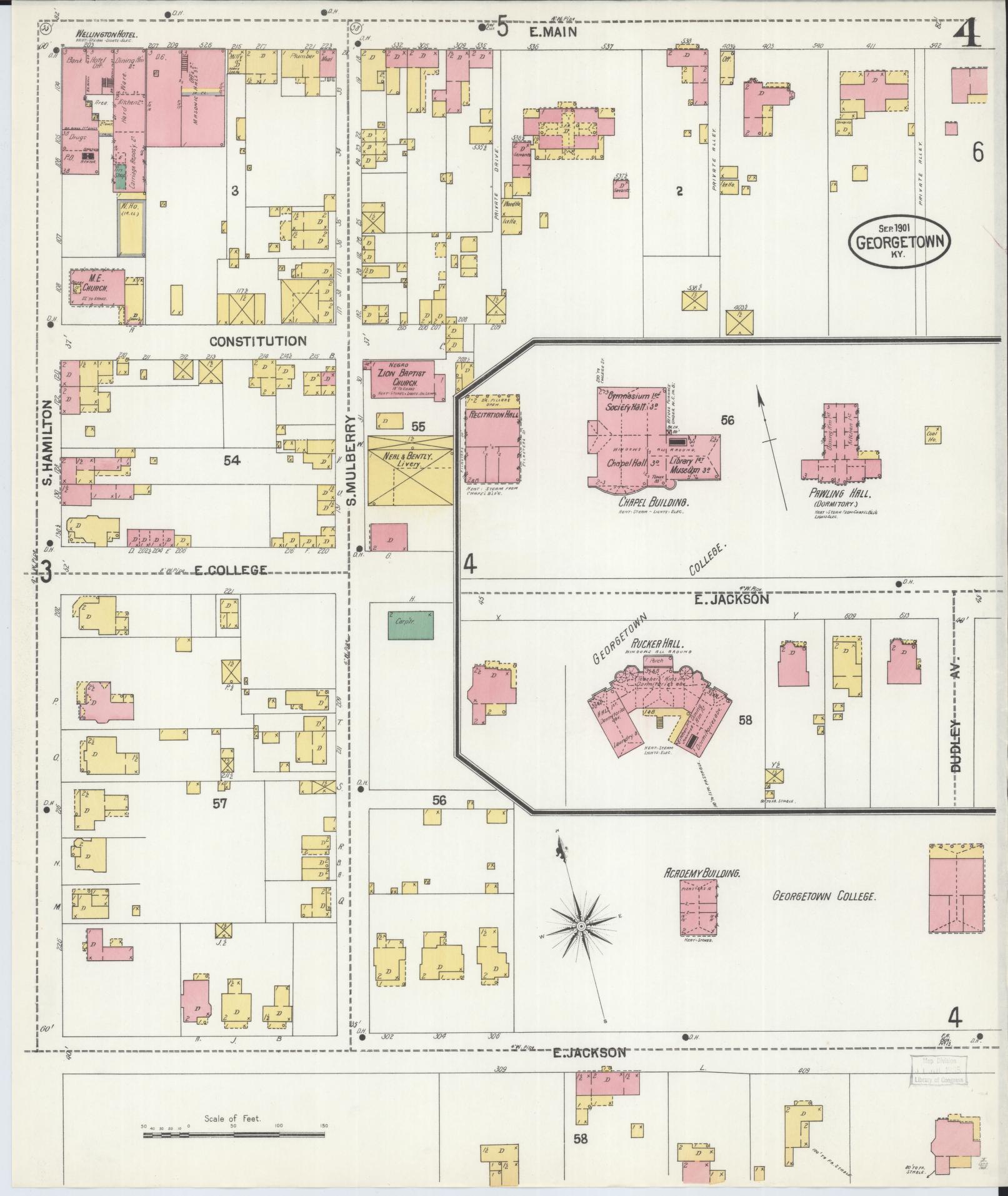 Sanborn Fire Insurance Map from Georgetown, Scott County, Kentucky (1901), Sheet #0004 - Complete Map Set gallery image, historic Sanborn map, vintage wall art, Kentucky Kentucky