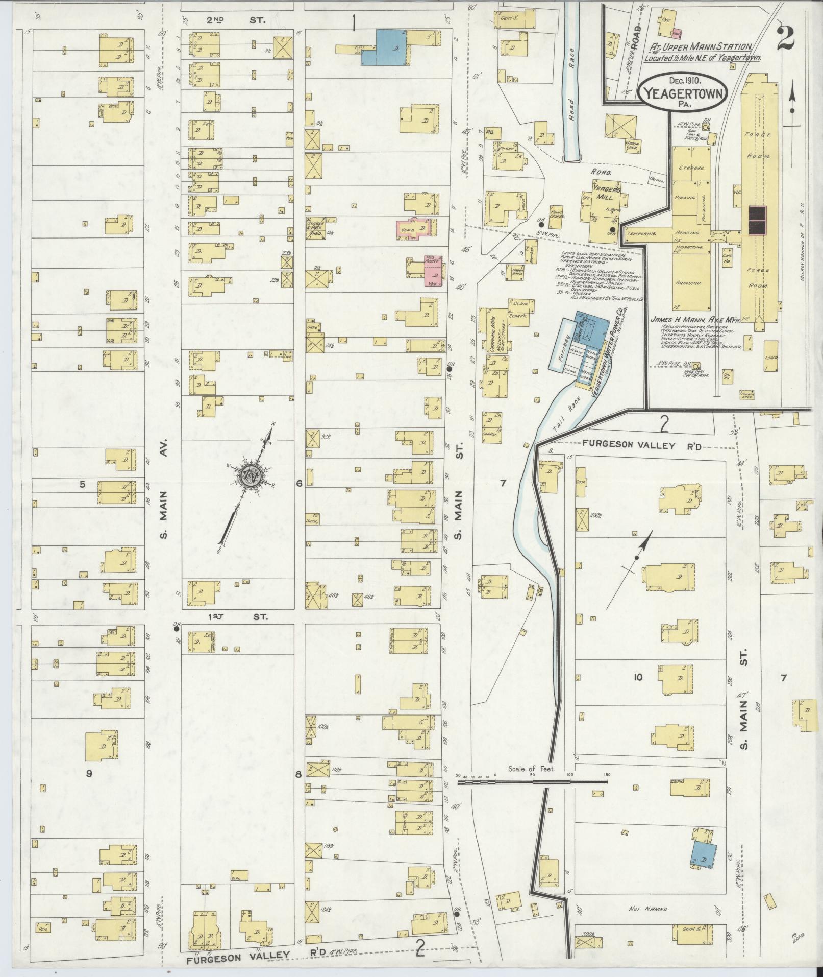 Sanborn Fire Insurance Map from Yeagertown, Mifflin County, Pennsylvania (1910), Sheet #0002 - Complete Map Set gallery image, historic Sanborn map, vintage wall art, Pennsylvania Pennsylvania