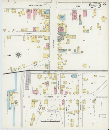 Sanborn Fire Insurance Map from Rhinebeck, Dutchess County, New York (1895), Sheet #0003 - Complete Map Set gallery image, historic Sanborn map, vintage wall art, New York New York