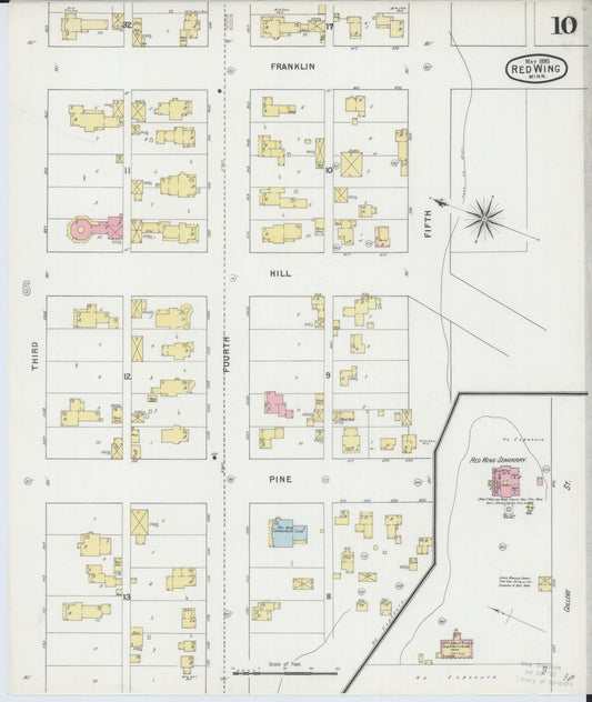 Sanborn Fire Insurance Map from Red Wing, Goodhue County, Minnesota (1895), Sheet #0010 - Historic Sanborn Fire Insurance Map Print, vintage old map wall art, antique decor, genealogy gift, Minnesota Minnesota map