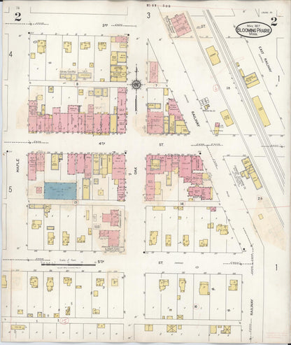 Sanborn Fire Insurance Map from Blooming Prairie, Steele County, Minnesota (1937), Sheet #0002 - Historic Sanborn Fire Insurance Map Print, vintage old map wall art, antique decor, genealogy gift, Minnesota Minnesota map