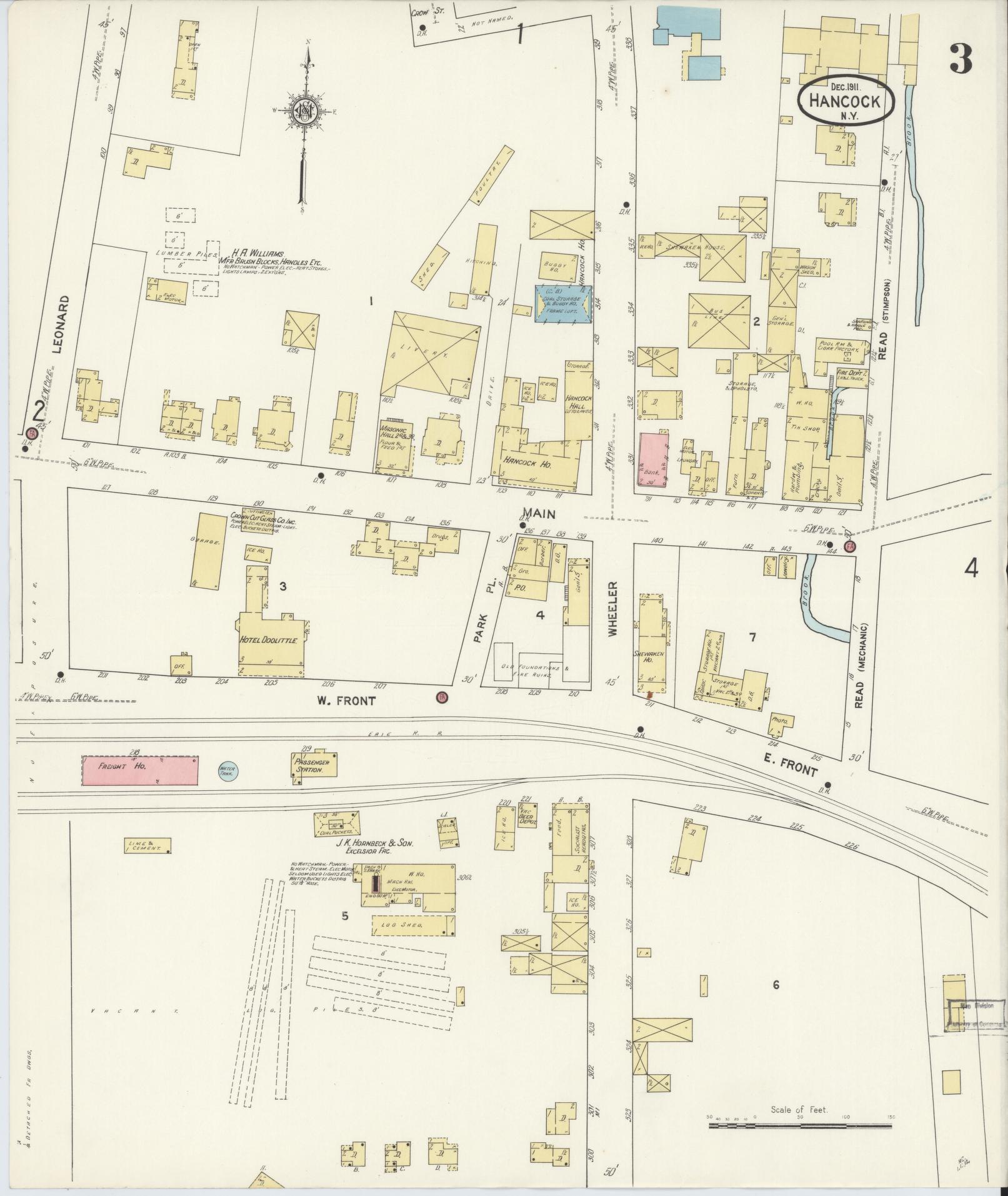 Sanborn Fire Insurance Map from Hancock, Delaware County, New York (1911), Sheet #0003 - Complete Map Set gallery image, historic Sanborn map, vintage wall art, New York New York