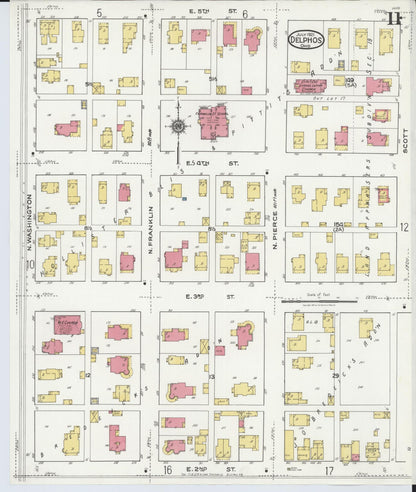 Sanborn Fire Insurance Map from Delphos, Van Wert And Allen Counties, Ohio (1921), Sheet #0011 - Historic Sanborn Fire Insurance Map Print, vintage old map wall art, antique decor, genealogy gift, Ohio Ohio map