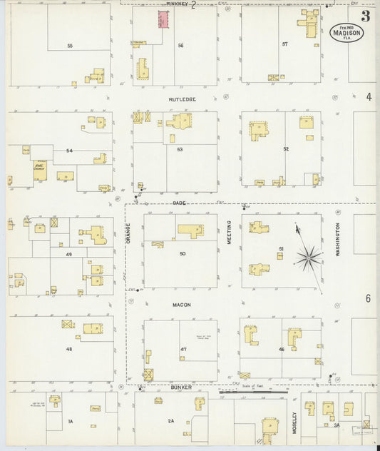 Sanborn Fire Insurance Map from Madison, Madison County, Florida (1903), Sheet #0003 - Historic Sanborn Fire Insurance Map Print, vintage old map wall art, antique decor, genealogy gift, Florida Florida map