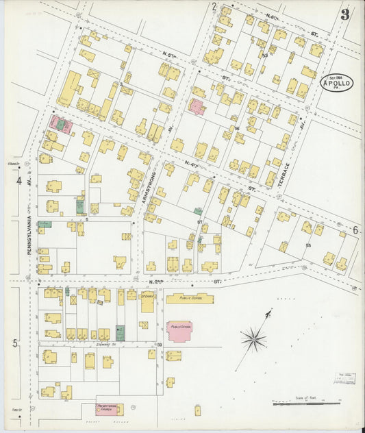 Sanborn Fire Insurance Map from Apollo, Armstrong County, Pennsylvania (1904), Sheet #0003 - Historic Sanborn Fire Insurance Map Print, vintage old map wall art, antique decor, genealogy gift, Pennsylvania Pennsylvania map