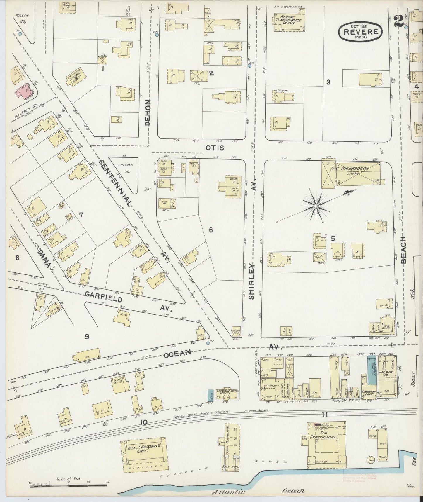 Sanborn Fire Insurance Map from Revere, Suffolk County, Massachusetts (1891), Sheet #0002 - Complete Map Set gallery image, historic Sanborn map, vintage wall art, Massachusetts Massachusetts