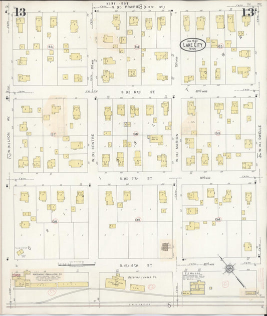 Sanborn Fire Insurance Map from Lake City, Wabasha County, Minnesota (1938), Sheet #0013 - Historic Sanborn Fire Insurance Map Print, vintage old map wall art, antique decor, genealogy gift, Minnesota Minnesota map