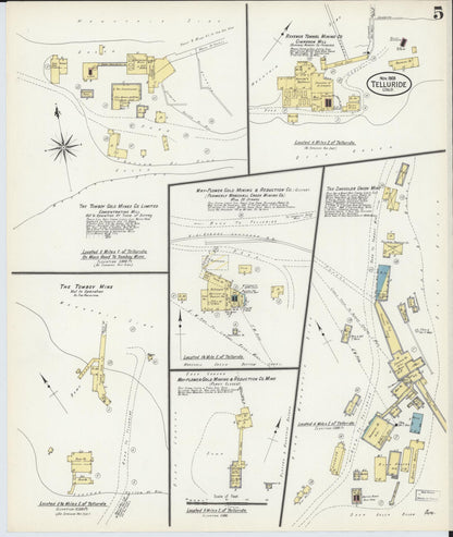 Sanborn Fire Insurance Map from Telluride, San Miguel County, Colorado (1908), Sheet #0005 - Complete Map Set gallery image, historic Sanborn map, vintage wall art, Colorado Colorado